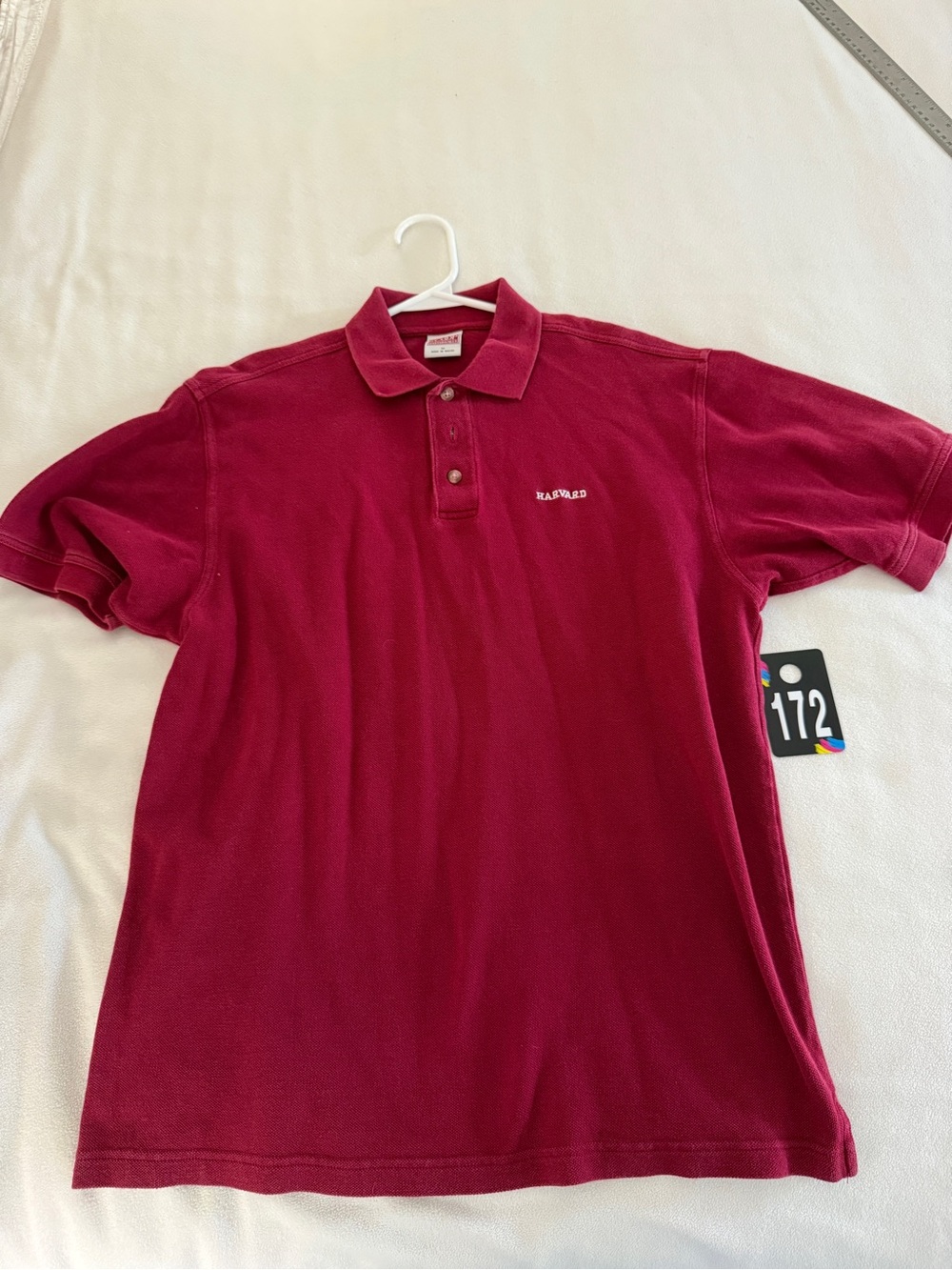 Harvard Polo Vintage  from ‘70s: Men's Burgundy Polo Shirt with classic logo